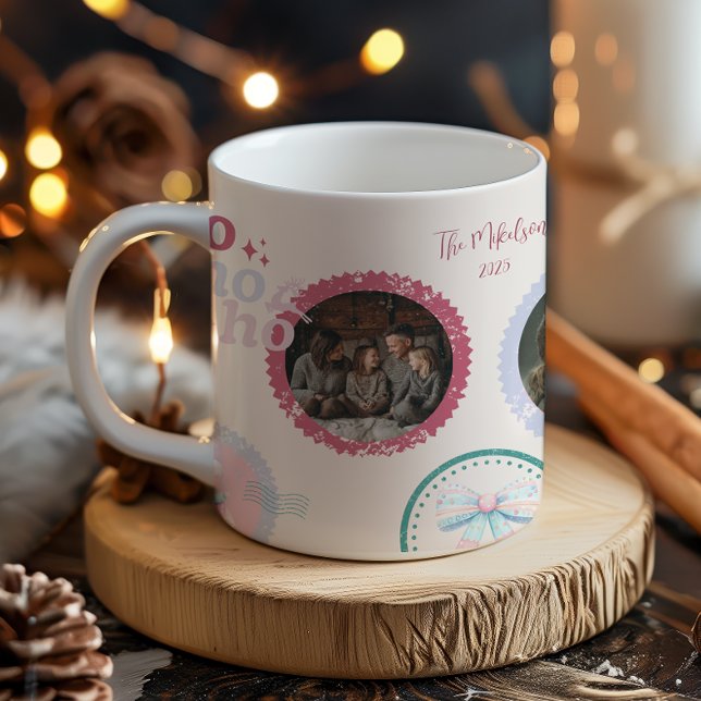 Caneca De Café Foto Groovy Quebra-Nozes Natal Pastel Retro (Criador carregado)