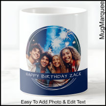 Foto & Mensagem Personalizada Branco & Azul C41 Me