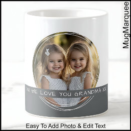 Caneca De Café Foto & Mensagem Personalizada Branco & Cinza C19 M