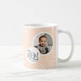 Caneca De Café Foto Mínima Chic Melhor Mãe Sempre Rosa