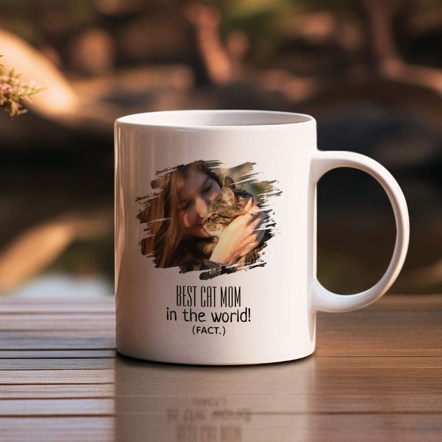Caneca De Café Foto Moderna Melhor Mãe Gato (Fato) | Personalizad (Criador carregado)