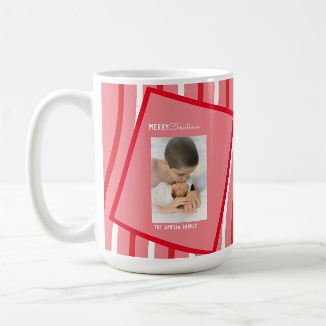 Caneca De Café Foto Natal Peppermint Arco-íris Rosa  (Esquerda)