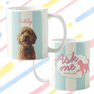 Caneca De Café Foto & Nome de Cachorro Personalizado Retro com Li