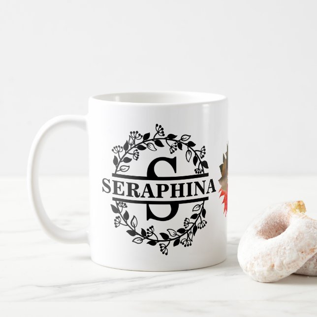 Caneca De Café Foto Ortográfica de Girassol Moderno Personalizada (Com Donut)