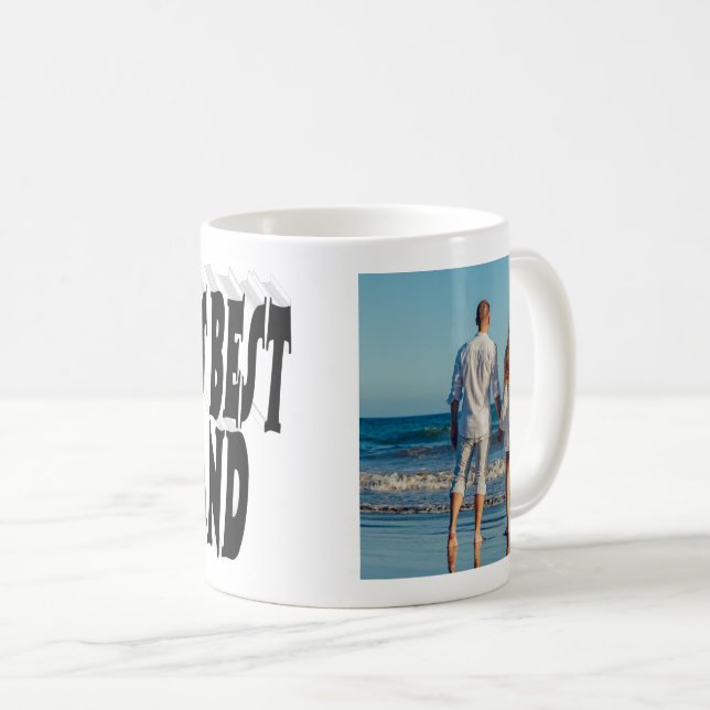 Caneca De Café Foto para marido com texto preto (Frente Esquerda)