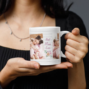 Caneca De Café Foto Personalizada 3 da Melhor Mãe - Listras Branc