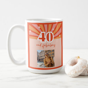 Caneca De Café Foto personalizada 40 e fabulosa - pêssego brilhan