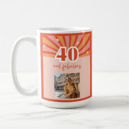 Caneca De Café Foto personalizada 40 e fabulosa - pêssego brilhan