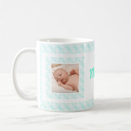 Caneca De Café Foto personalizada Blue Pattern Day Mummy