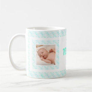 Caneca De Café Foto personalizada Blue Pattern Day Mummy