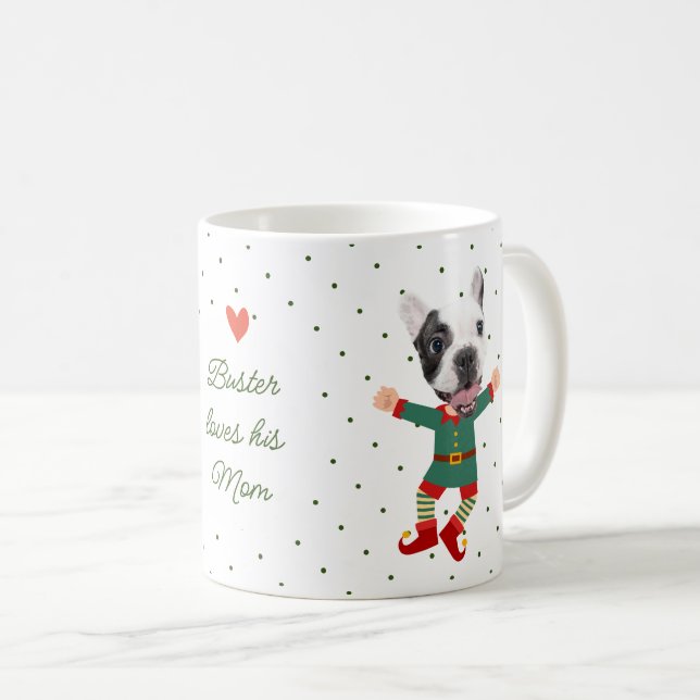 Caneca De Café Foto personalizada - Cachorro encarado de Natal di (Frente Esquerda)