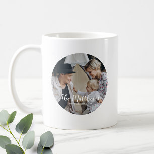 Caneca De Café Foto personalizada com nome de família e ano esta