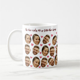 Caneca De Café Foto Personalizada com Rosto de Casal com Coração