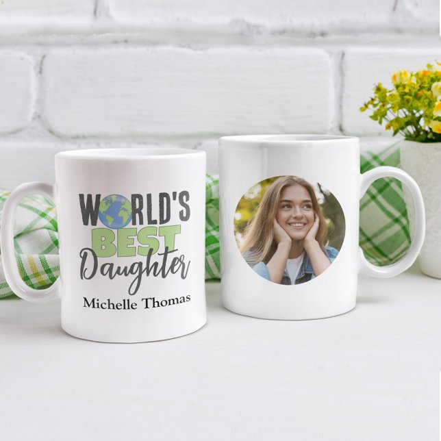 Caneca De Café Foto personalizada da melhor filha do mundo (World's Best Daughter Photo Mug. )