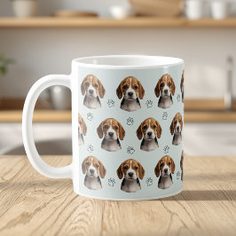 Caneca De Café Foto Personalizada da Pata do Cachorro em Sage com