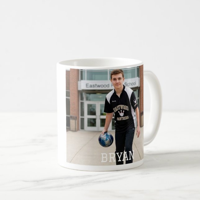 Caneca De Café Foto Personalizada da Turma de 2026 de Boliche (Frente Esquerda)
