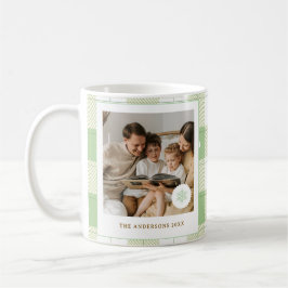 Caneca De Café Foto Personalizada da Xadrez Gingham Verde e Bonit