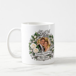 Caneca De Café Foto personalizada de 25º aniversário de casamento
