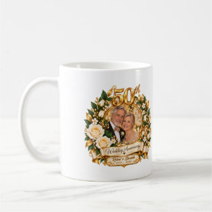 Caneca De Café Foto Personalizada de 50º Aniversário de Casamento