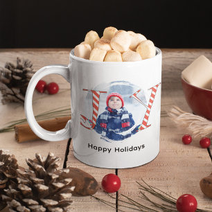 Caneca De Café Foto personalizada de alegria de Natal bonita