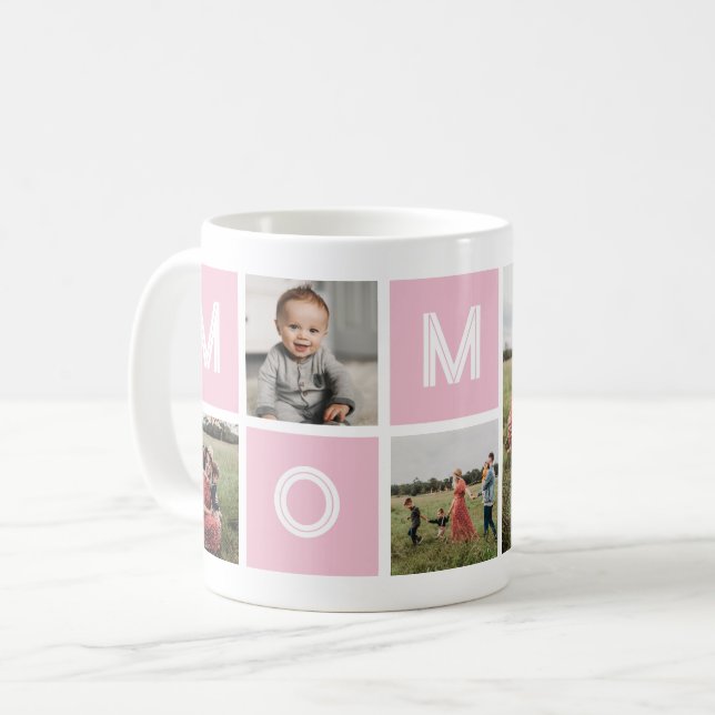 Caneca De Café Foto Personalizada de Aniversário Cor-de-Rosa 5 (Frente Esquerda)
