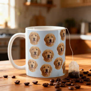 Caneca De Café Foto Personalizada de Cachorro Azul Claro Person