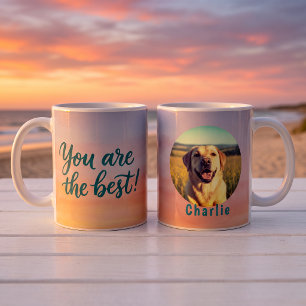Caneca De Café Foto Personalizada de Cachorro Céu do Pôr do Sol V