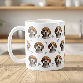 Caneca De Café Foto Personalizada de Cachorro com Padrão de Pata