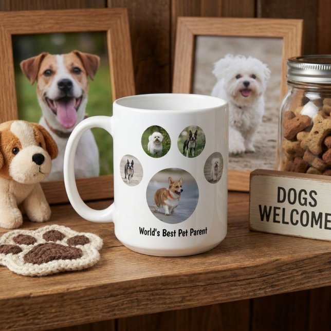 Caneca De Café Foto Personalizada de Cachorro com Pegada de Pata (Criador carregado)