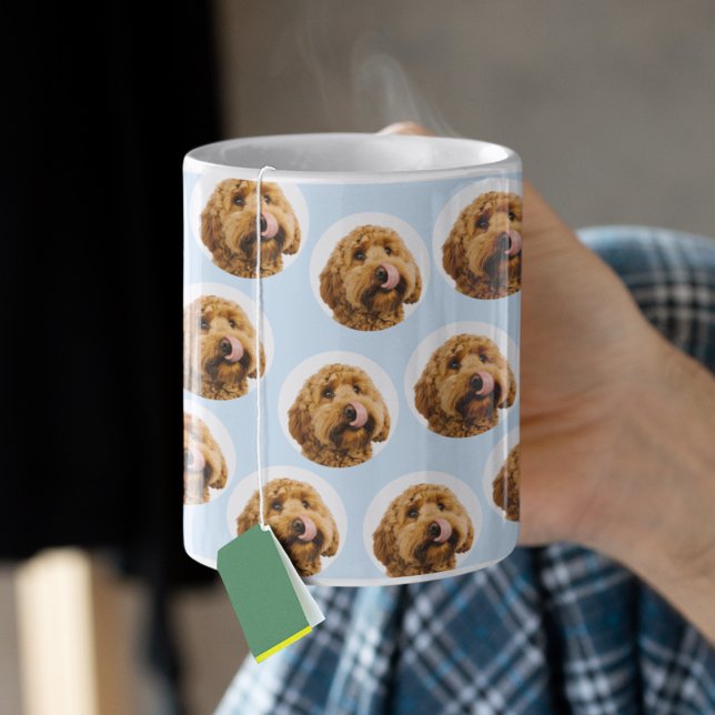 Caneca De Café Foto personalizada de cão | Azul claro personaliza (Criador carregado)