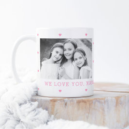 Caneca De Café Foto personalizada de COR EDITABLE Hearts