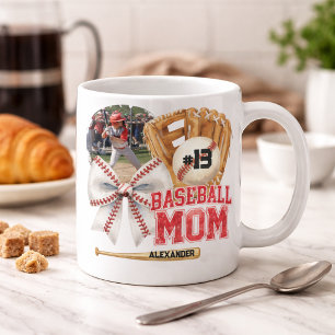 Caneca De Café Foto Personalizada de Mãe de Beisebol