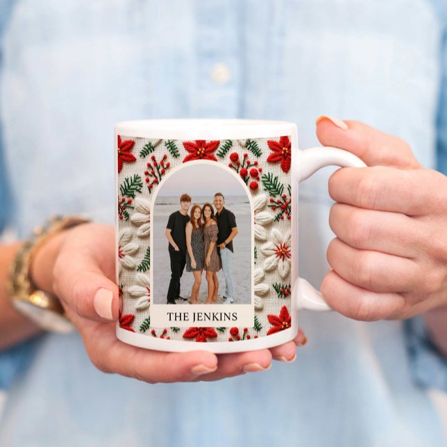 Caneca De Café Foto personalizada de Natal elegante (Elegant Christmas Photo Coffee Mug)