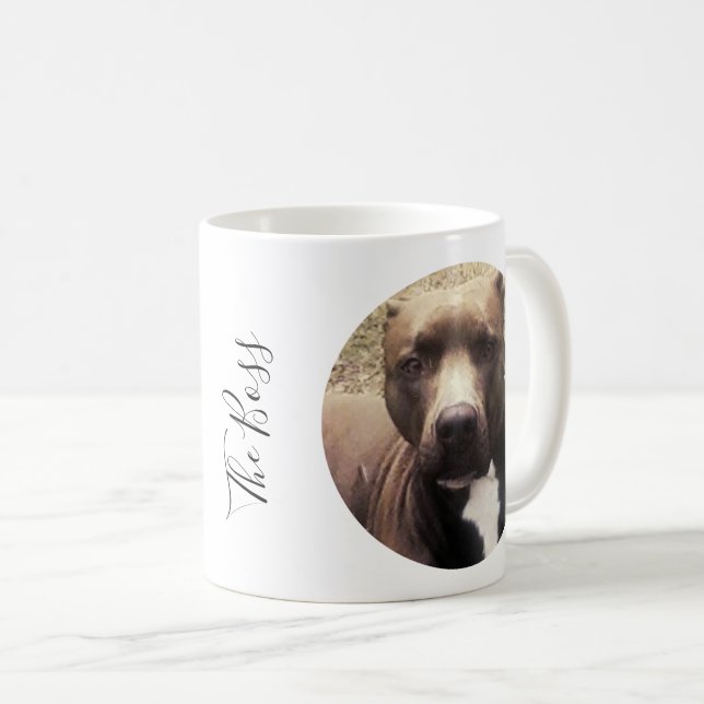 Caneca De Café Foto Personalizada De Pet De Cachorro Pit Bull (Frente Esquerda)