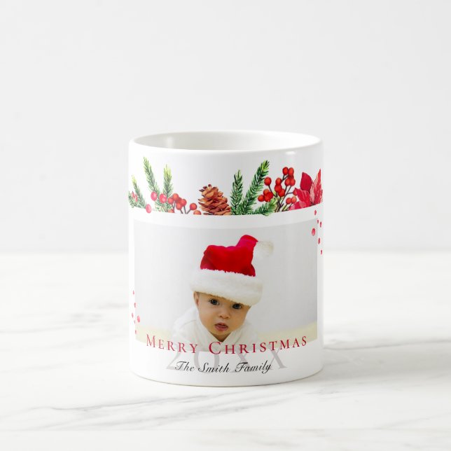 Caneca De Café Foto personalizada de quadro de natal adorável (Centro)
