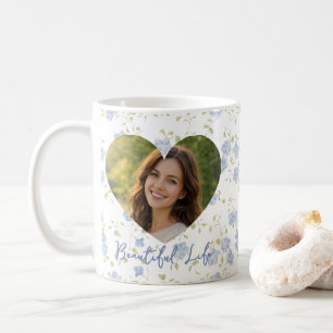 Caneca De Café Foto Personalizada – Design de Coração Floral, Pas
