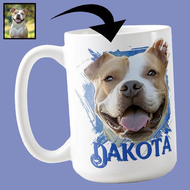 Caneca De Café Foto personalizada do cão Pet Lover Pitbull do Gru (Criador carregado)
