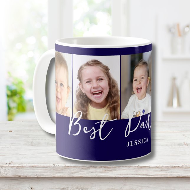 Caneca De Café Foto personalizada do melhor Pai azul (Criador carregado)