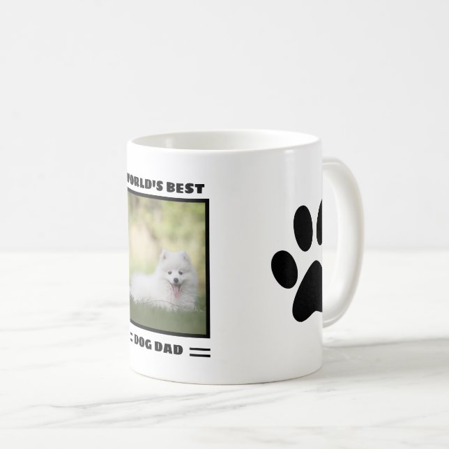 Caneca De Café Foto personalizada do melhor Pai de cães do mundo (Frente Esquerda)