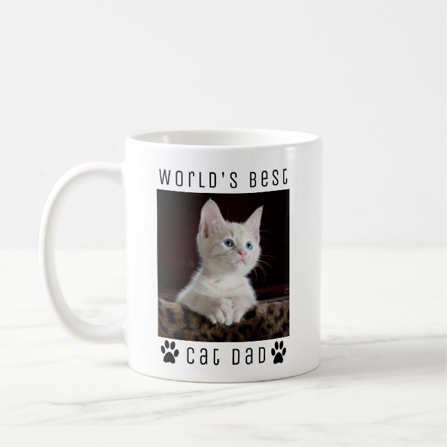 Caneca De Café Foto personalizada do melhor Pai de gatos do mundo (Esquerda)