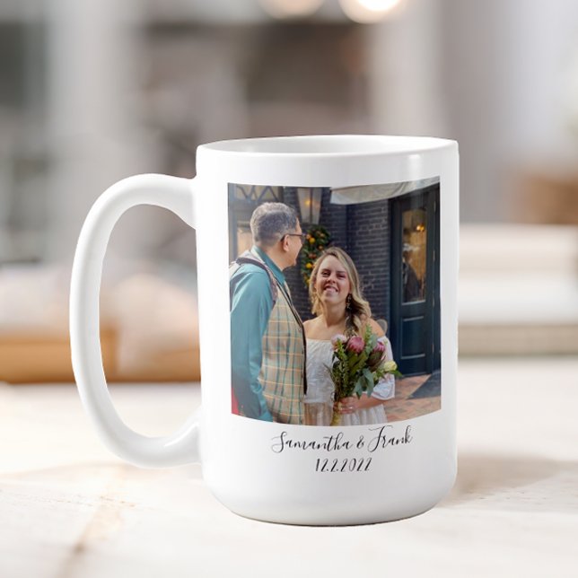 Caneca De Café Foto personalizada do Noivado de casamento (Personalized Wedding Photo Coffee Mug)