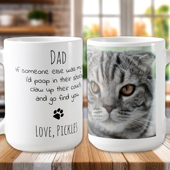 Caneca De Café Foto personalizada do Pai Gato Engraçado (Criador carregado)