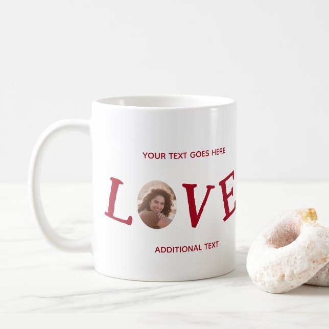 Caneca De Café Foto personalizada do Red Love (Com Donut)