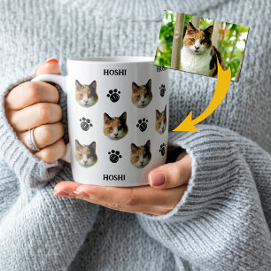 Caneca De Café Foto personalizada do rosto do gato