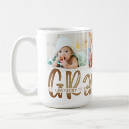 Caneca De Café Foto Personalizada Dourada Moderna e Cute GRANDMA 
