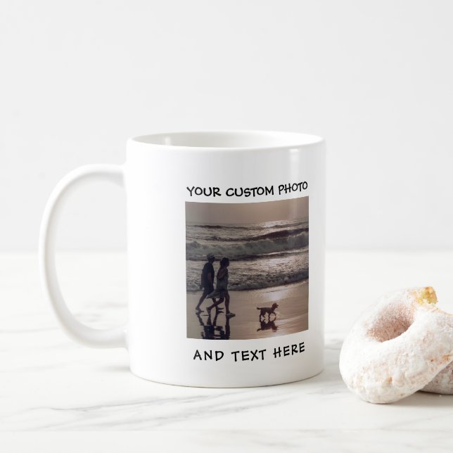 Caneca De Café Foto personalizada e caneta de texto (Com Donut)