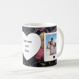 Caneca De Café Foto personalizada e conjunto de texto - mármore p