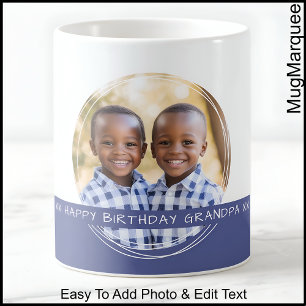 Caneca De Café Foto personalizada e mensagem branca e memória azu