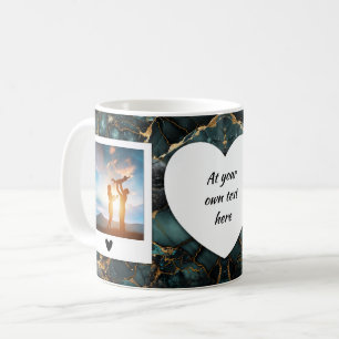 Caneca De Café Foto personalizada e Mug de texto - mármore verde