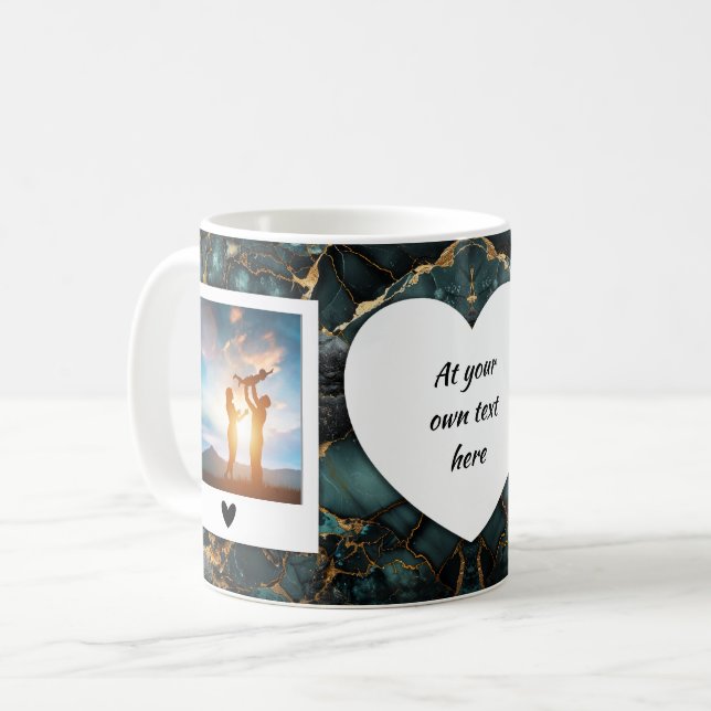 Caneca De Café Foto personalizada e Mug de texto - mármore verde  (Frente Esquerda)